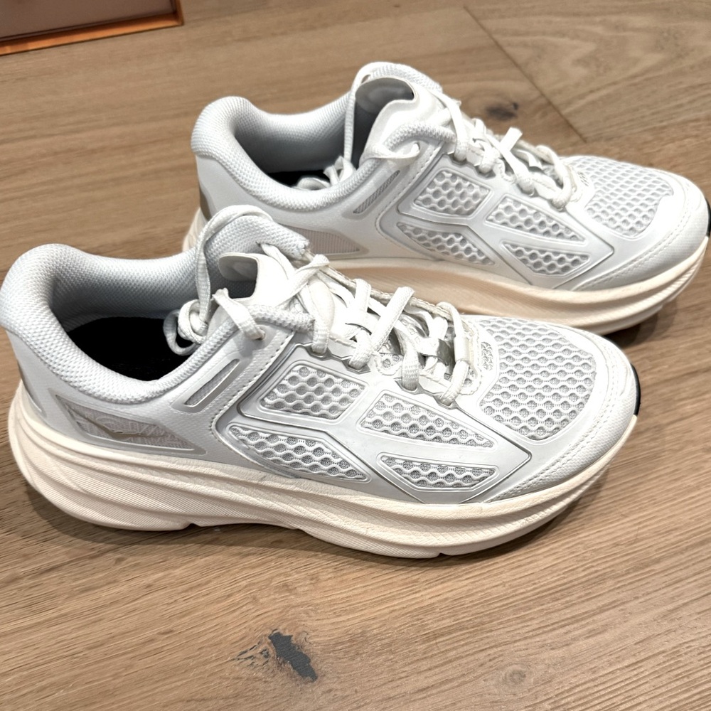 Hoka White and Cream Athletic Shoes